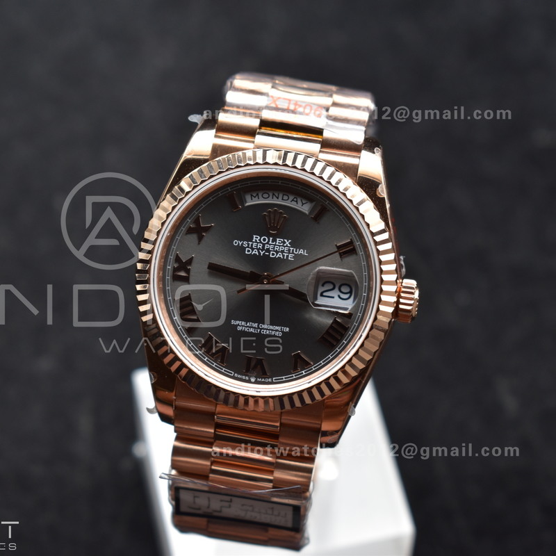 DayDate 36 RG QF Best Edition 904L Steel Grey Roman Dial on President Bracelet vr3255 V5 (Gain Weight)